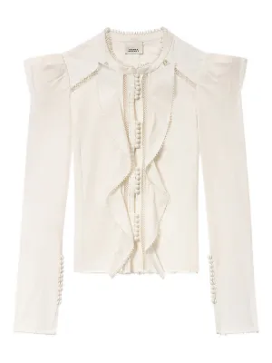 ISABEL MARANT セミシアー ラッフルブラウス | ホワイト | FARFETCH JP