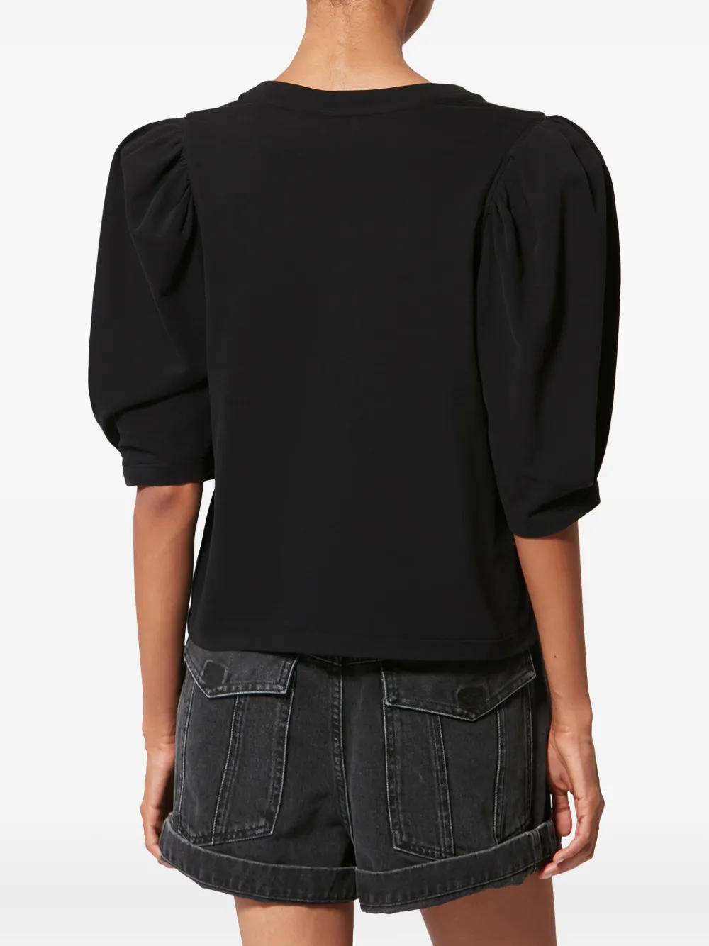 Isabel Marant Maeliss Tee Puff-sleeve T-shirt In Black