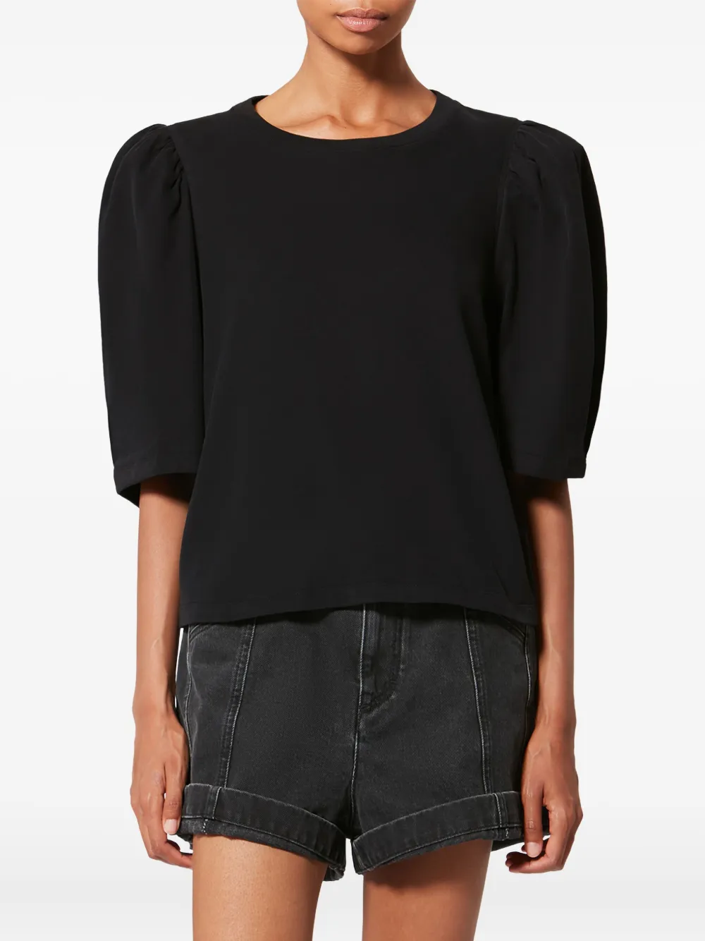 Isabel Marant Maeliss Tee Puff-sleeve T-shirt In Black