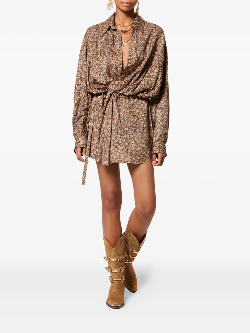 ISABEL MARANT Harmony mini-jurk met bloemenprint - Bruin