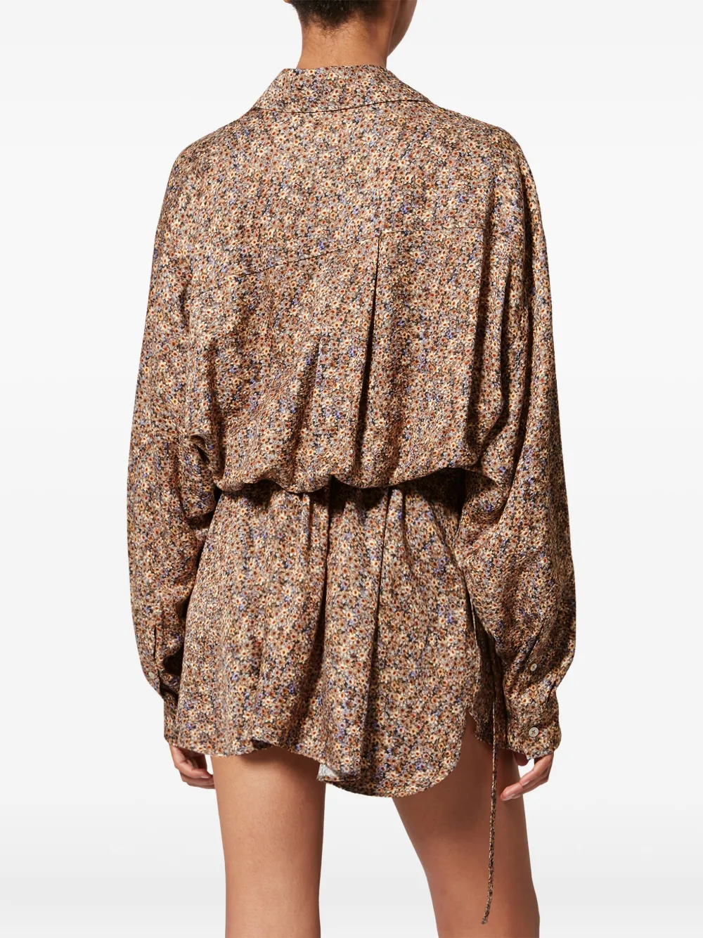 Isabel Marant Harmony Floral Tie Mini Dress In Brown