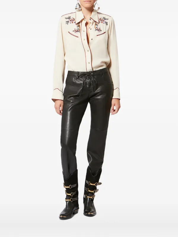 ISABEL MARANT YZEA Beaded Embroidered Shirt | Neutrals | FARFETCH
