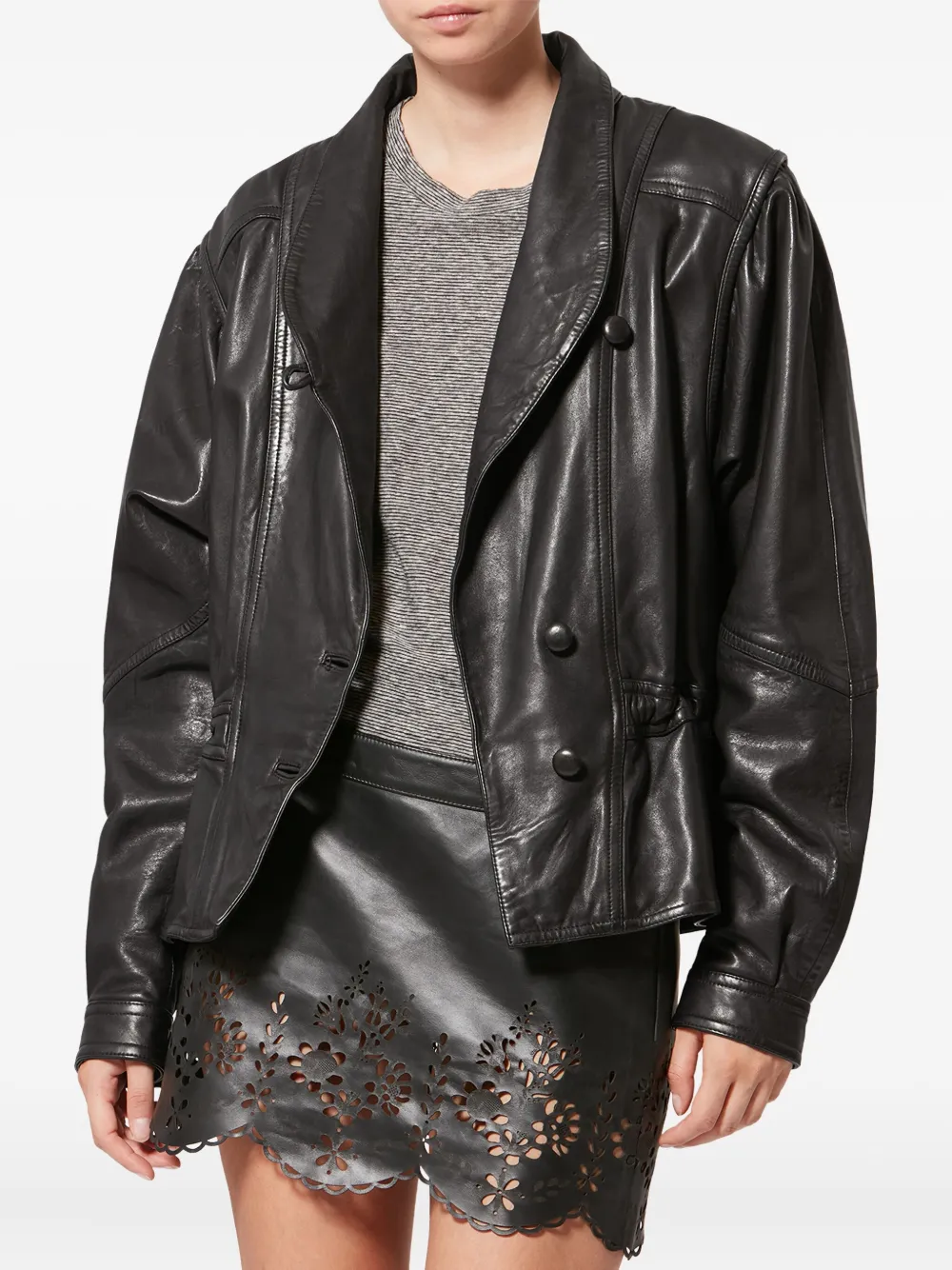 Isabel Marant Tressy Buttoned Leather Jacket In Black