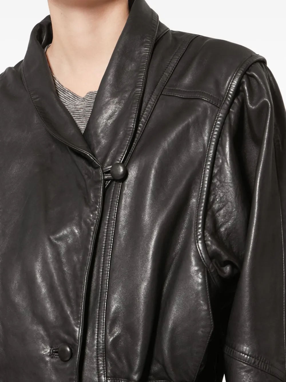 Isabel Marant Tressy Buttoned Leather Jacket In Black