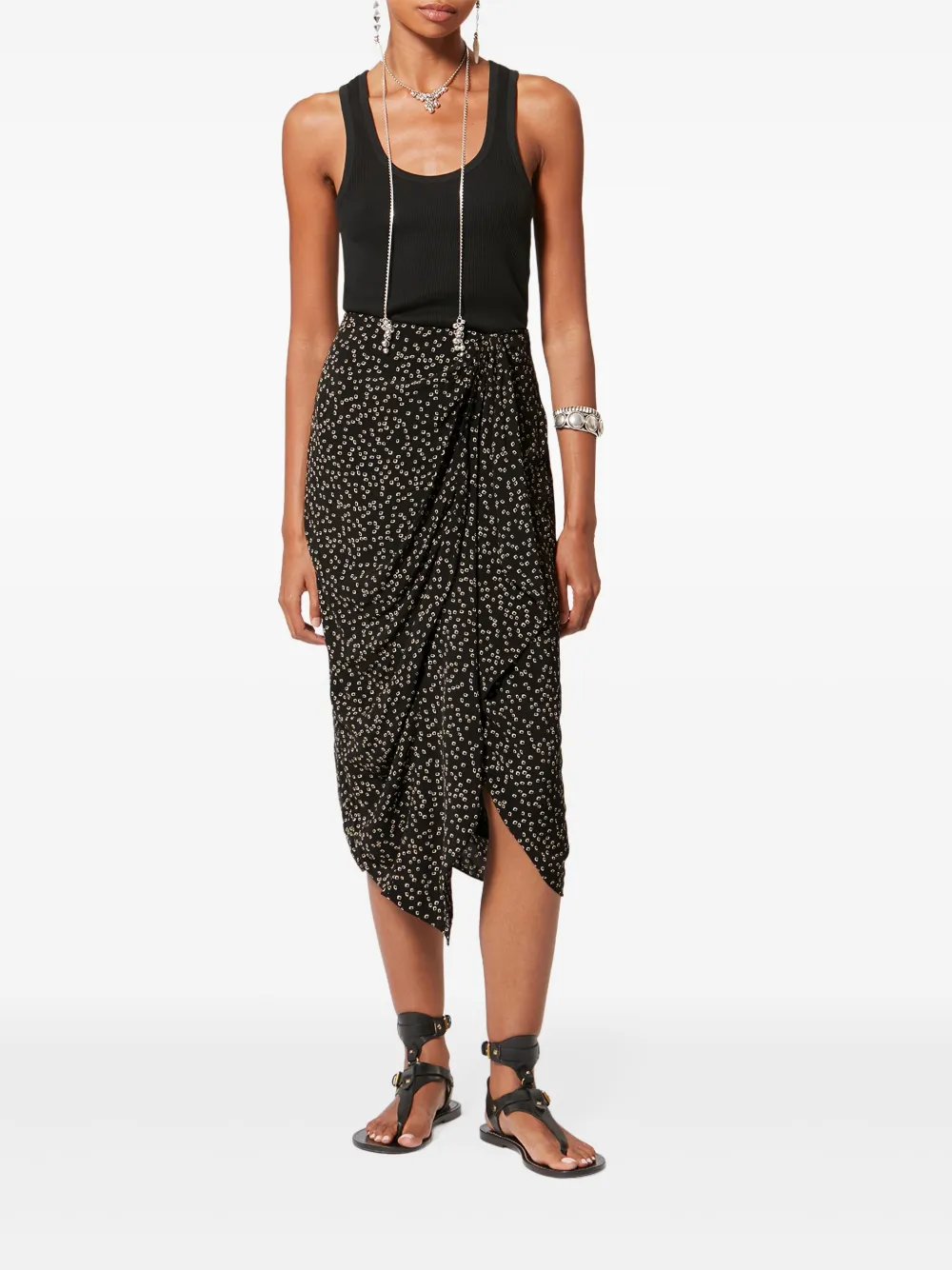 Isabel Marant Étoile Zaine Draped Midi Skirt In Black