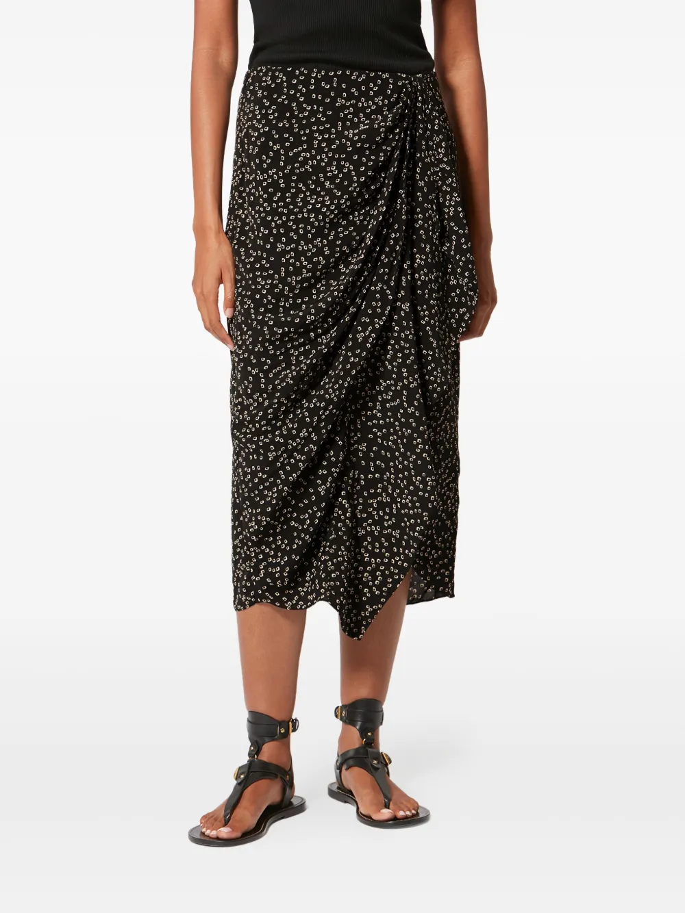 Isabel Marant Étoile Zaine Draped Midi Skirt In Black