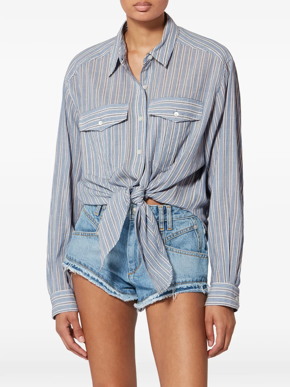  Marant étoile Nath Striped Knot Shirt - Blue 