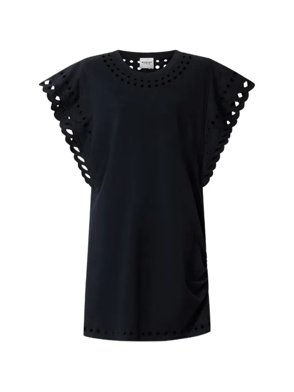 Marant Étoile Orlane Short Cotton and Broderie Anglaise Dress in Blue