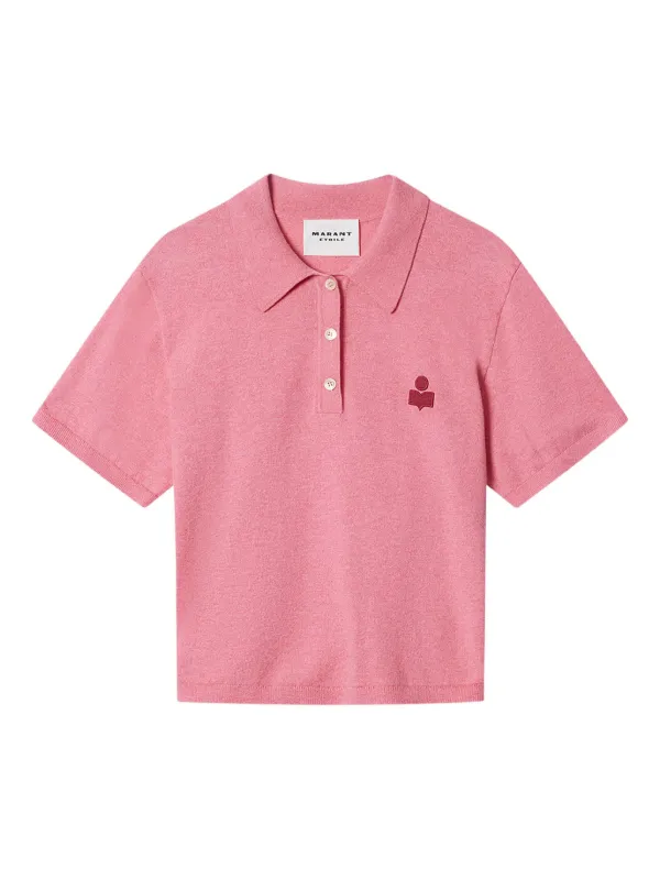 Marant Étoile Althea Buttoned Logo Polo Top in Pink