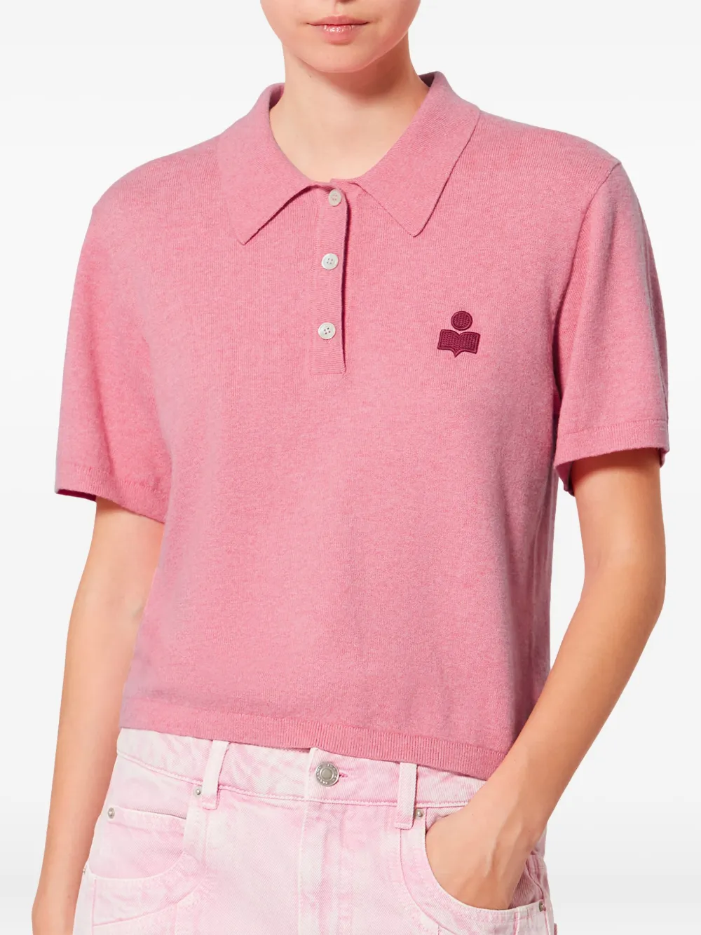 Isabel Marant Étoile Althea Buttoned Logo Polo Top In Pink
