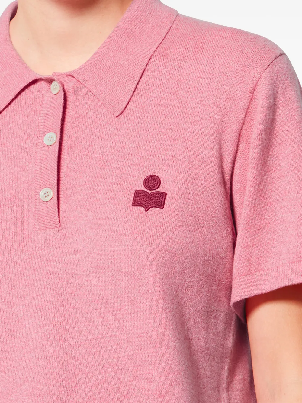 MARANT ÉTOILE Althea Buttoned Logo Polo Top in Pink, view 5