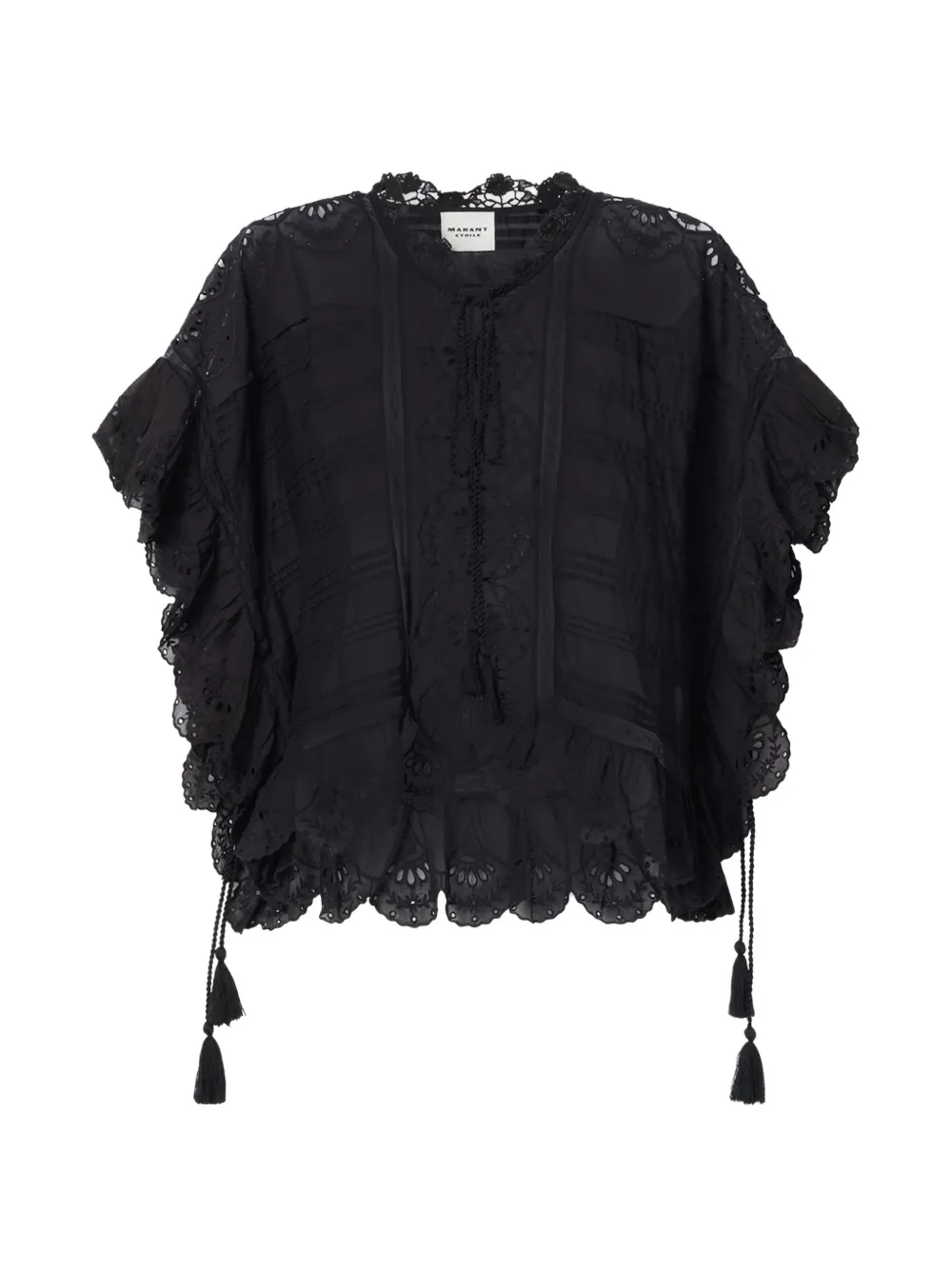 MARANT ÉTOILE lace-trim blouse - Nero