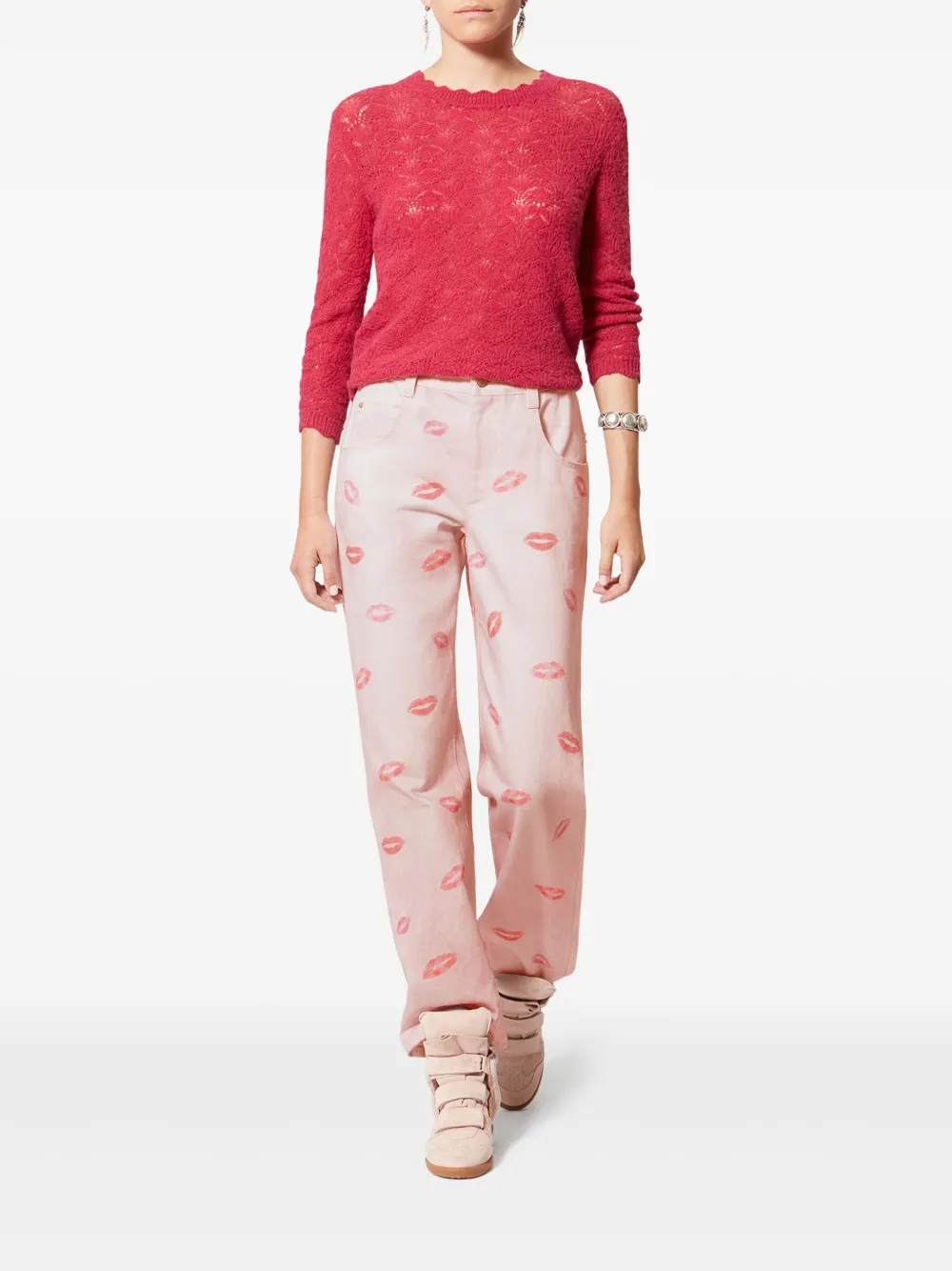 MARANT &Eacute;TOILE Brinsa broek met lipprint - Roze