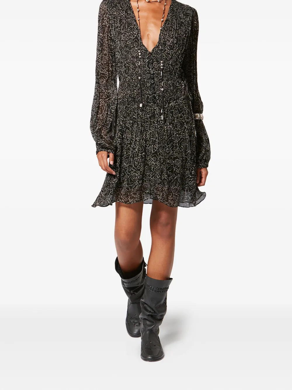 MARANT ÉTOILE Loriena mini-jurk met bloemenprint - Zwart