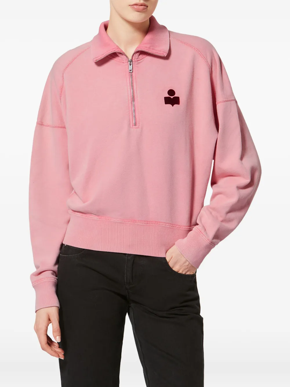 Isabel Marant Étoile Ross Zip Logo Sweatshirt In Pink