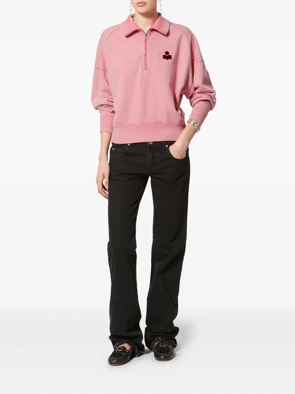 Isabel Marant Étoile Ross Zip Logo Sweatshirt In Pink