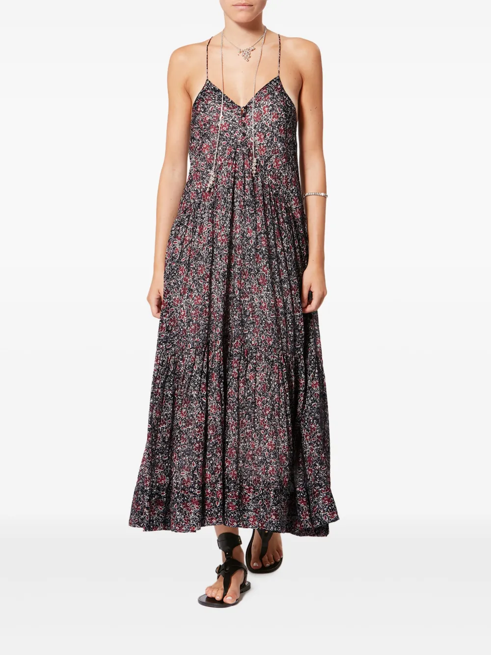 MARANT ÉTOILE Sabbba midi-jurk met bloemenprint - Zwart