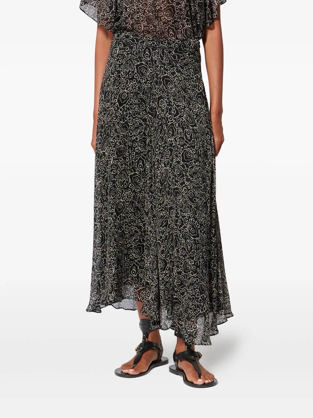 Marant Étoile Lycia Floral-print Midi Skirt in Black, view 3