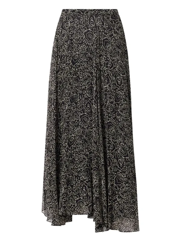 Marant Étoile Lycia Floral-print Midi Skirt in Black