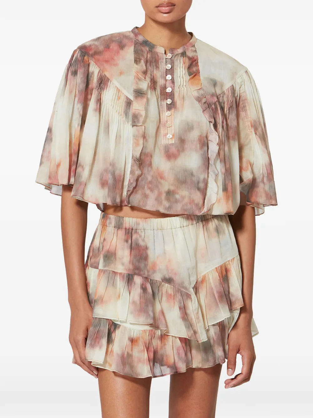  Marant étoile Veelia Ruffled Buttoned Blouse - Neutrals 