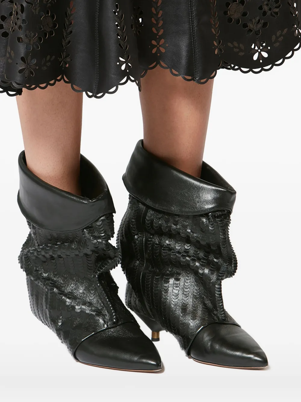 Isabel Marant 45mm Edrik Pointed Embossed Boots In Black