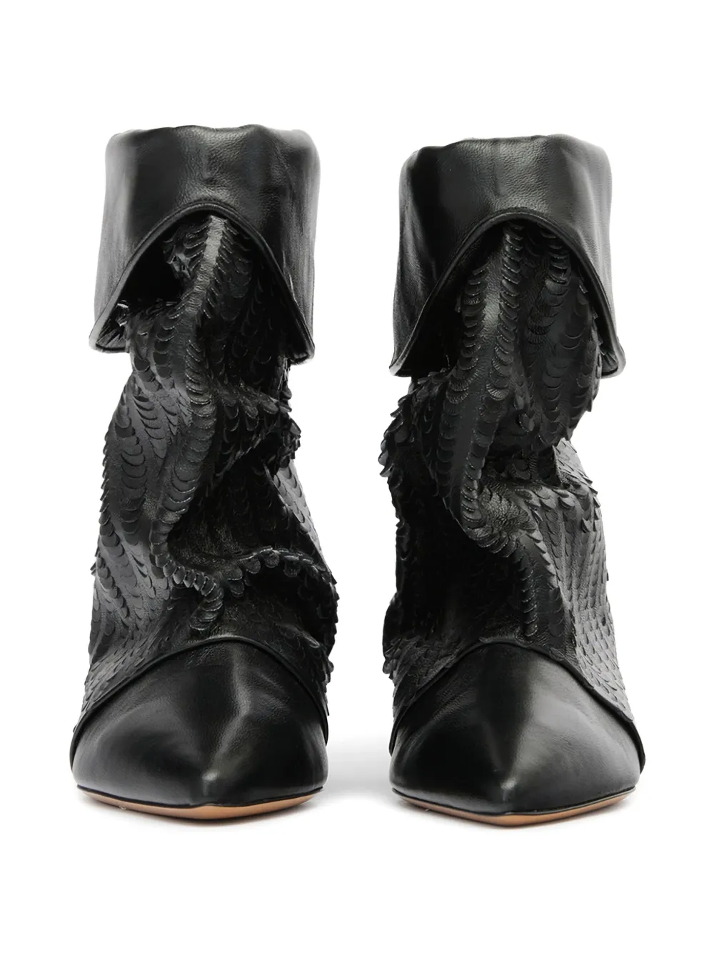 Isabel Marant 45mm Edrik Pointed Embossed Boots In Black