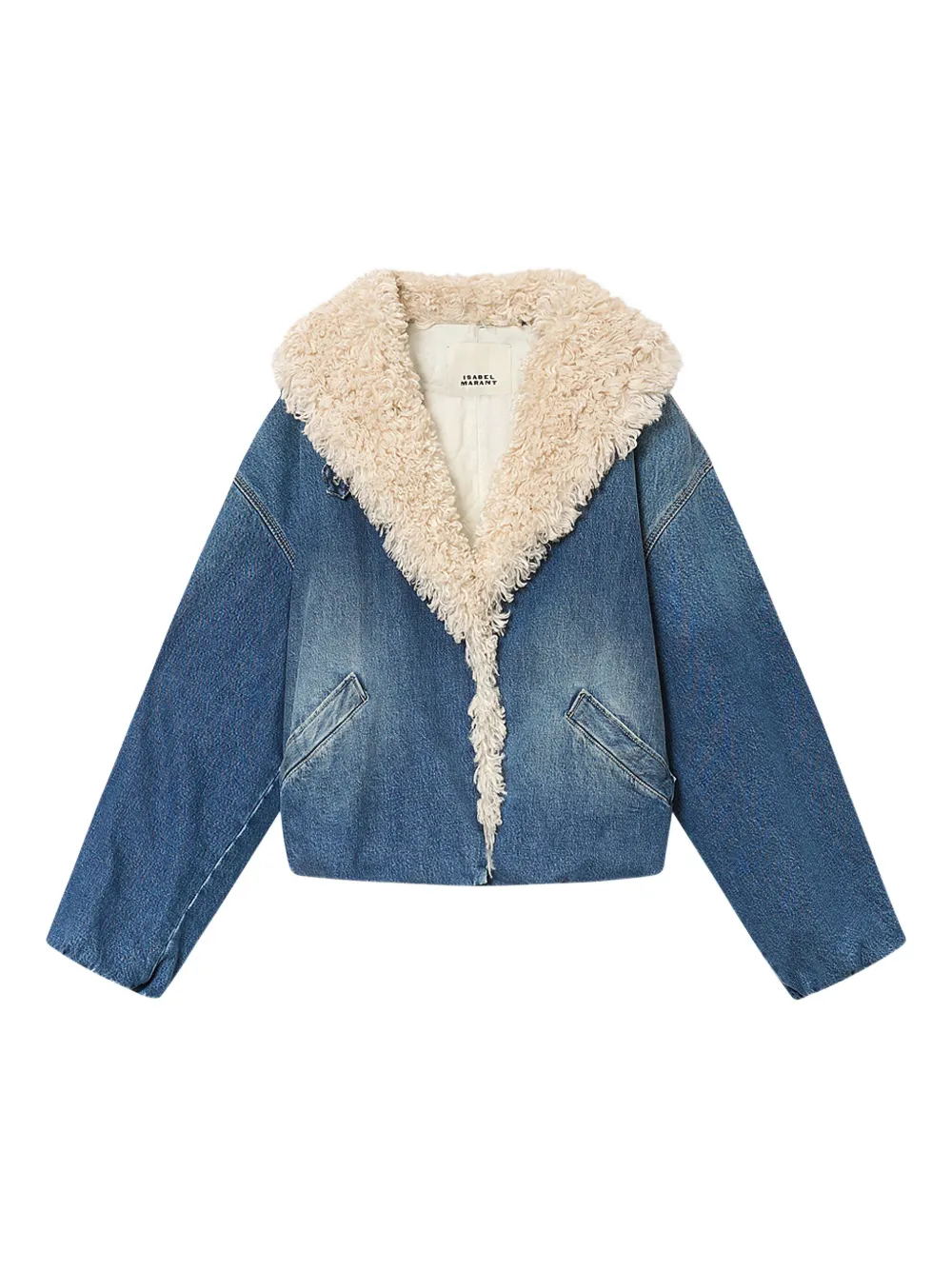 Isabel Marant Fur Collar Charone Jacket In Blue