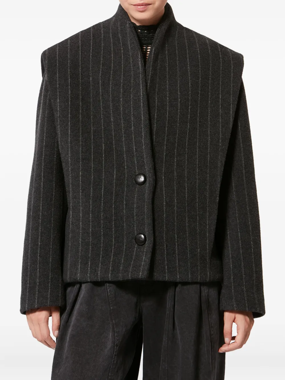 Isabel Marant Dyogo Pinstripe Button Jacket In Gray