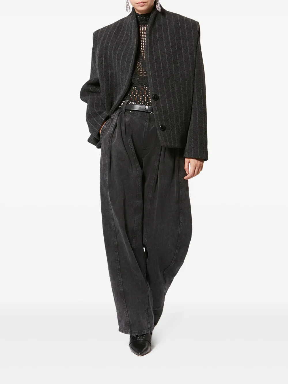 Isabel Marant Dyogo Pinstripe Button Jacket In Gray