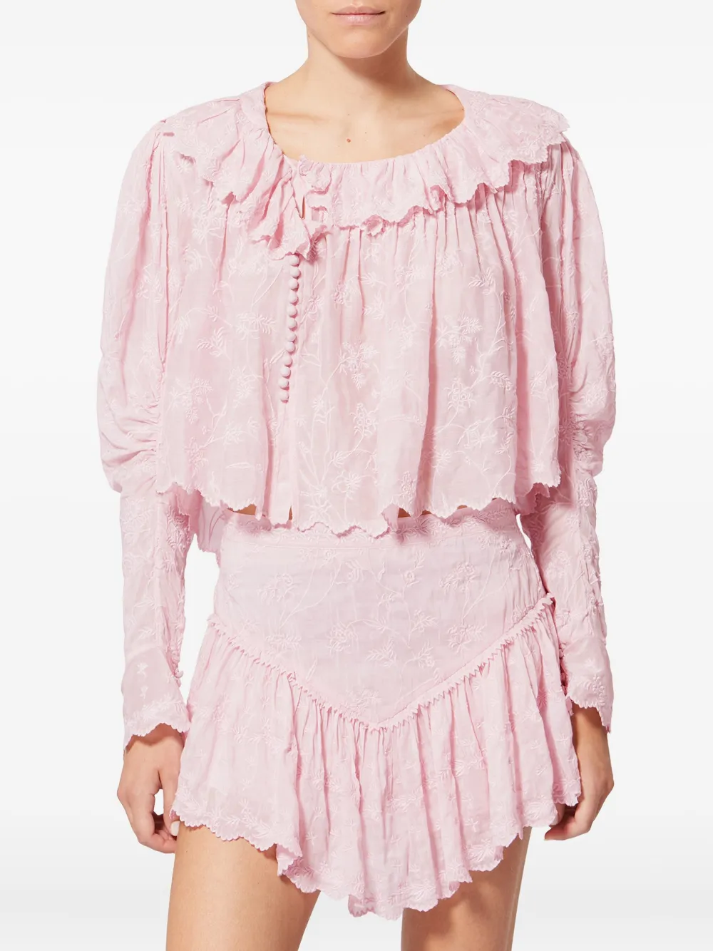 Zelly Ruffled Embroidered Top