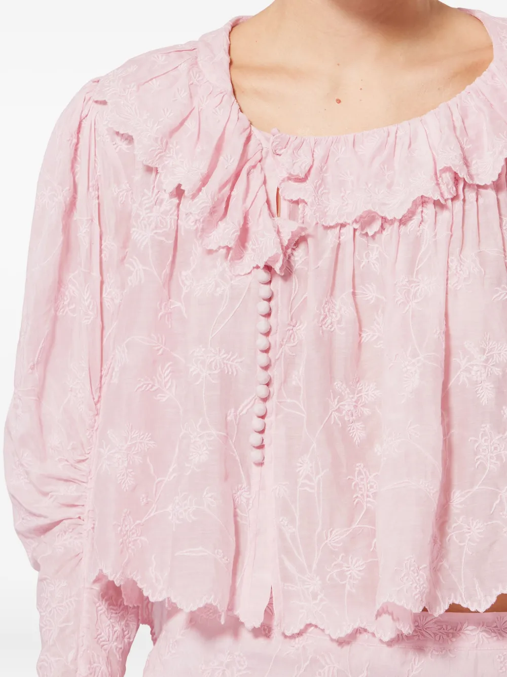 Zelly Ruffled Embroidered Top