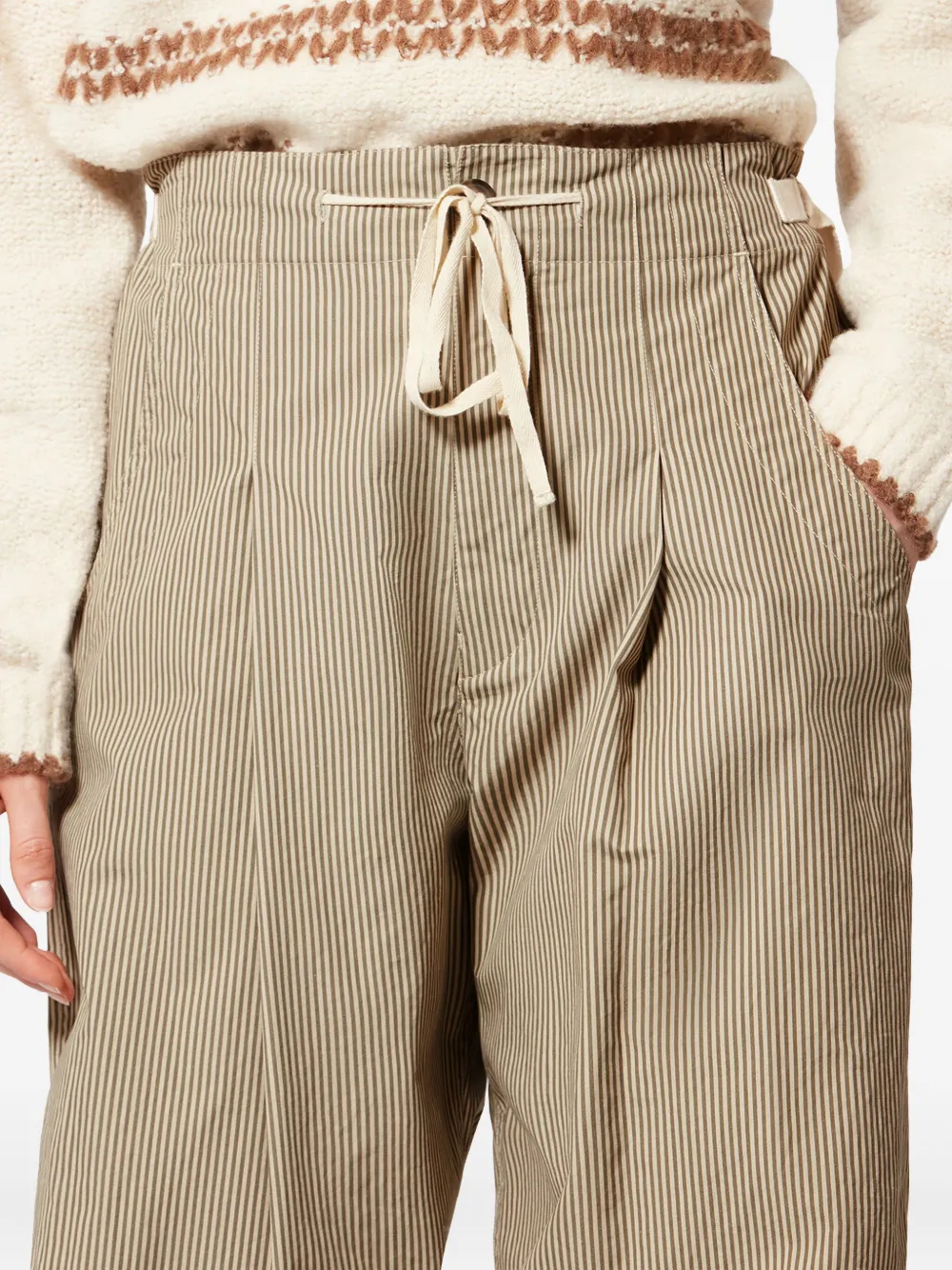 Isabel Marant Étoile Ceryne Striped-pattern Drawstring Trousers In Brown
