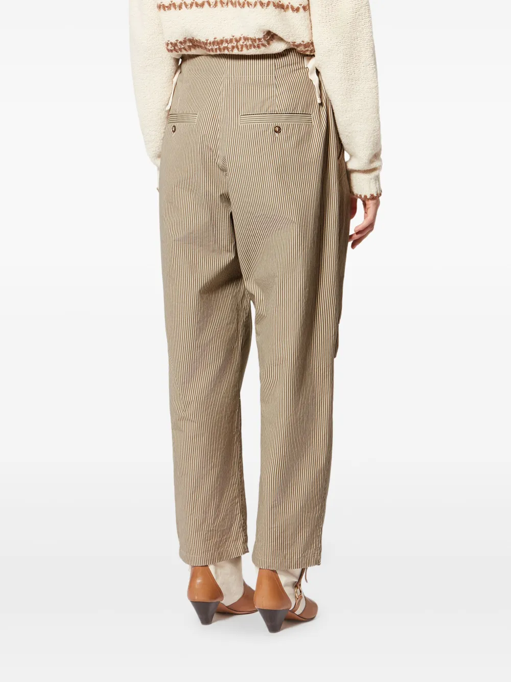 Isabel Marant Étoile Ceryne Striped-pattern Drawstring Trousers In Brown