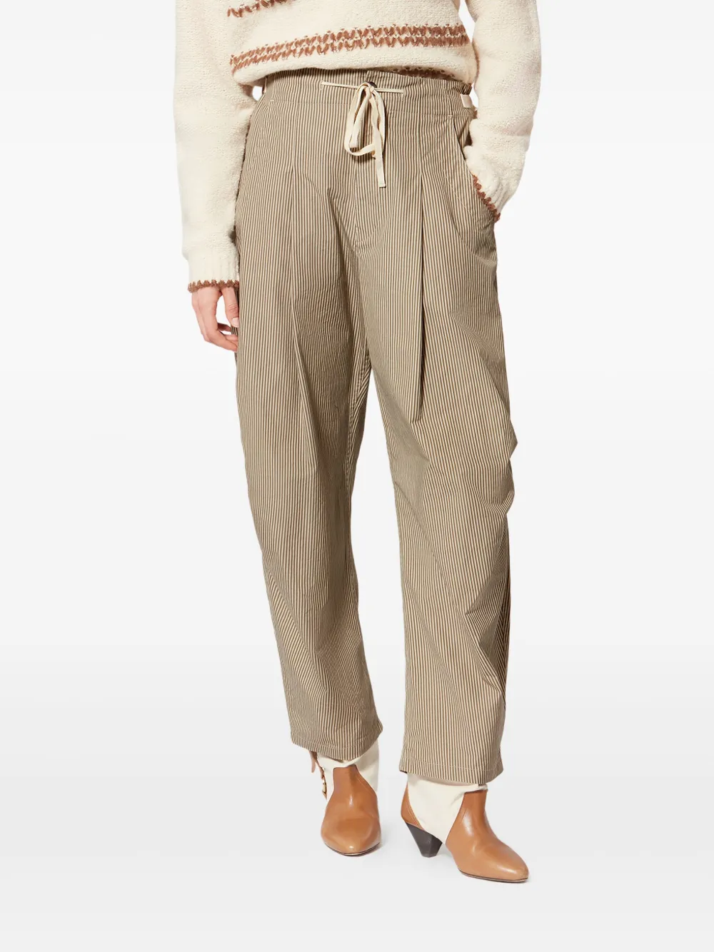Isabel Marant Étoile Ceryne Striped-pattern Drawstring Trousers In Brown