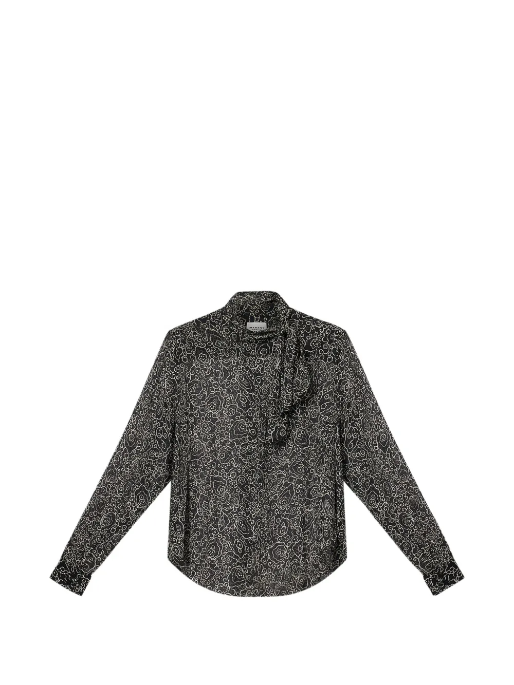 MARANT ÉTOILE pussy-bow print leona top - Nero