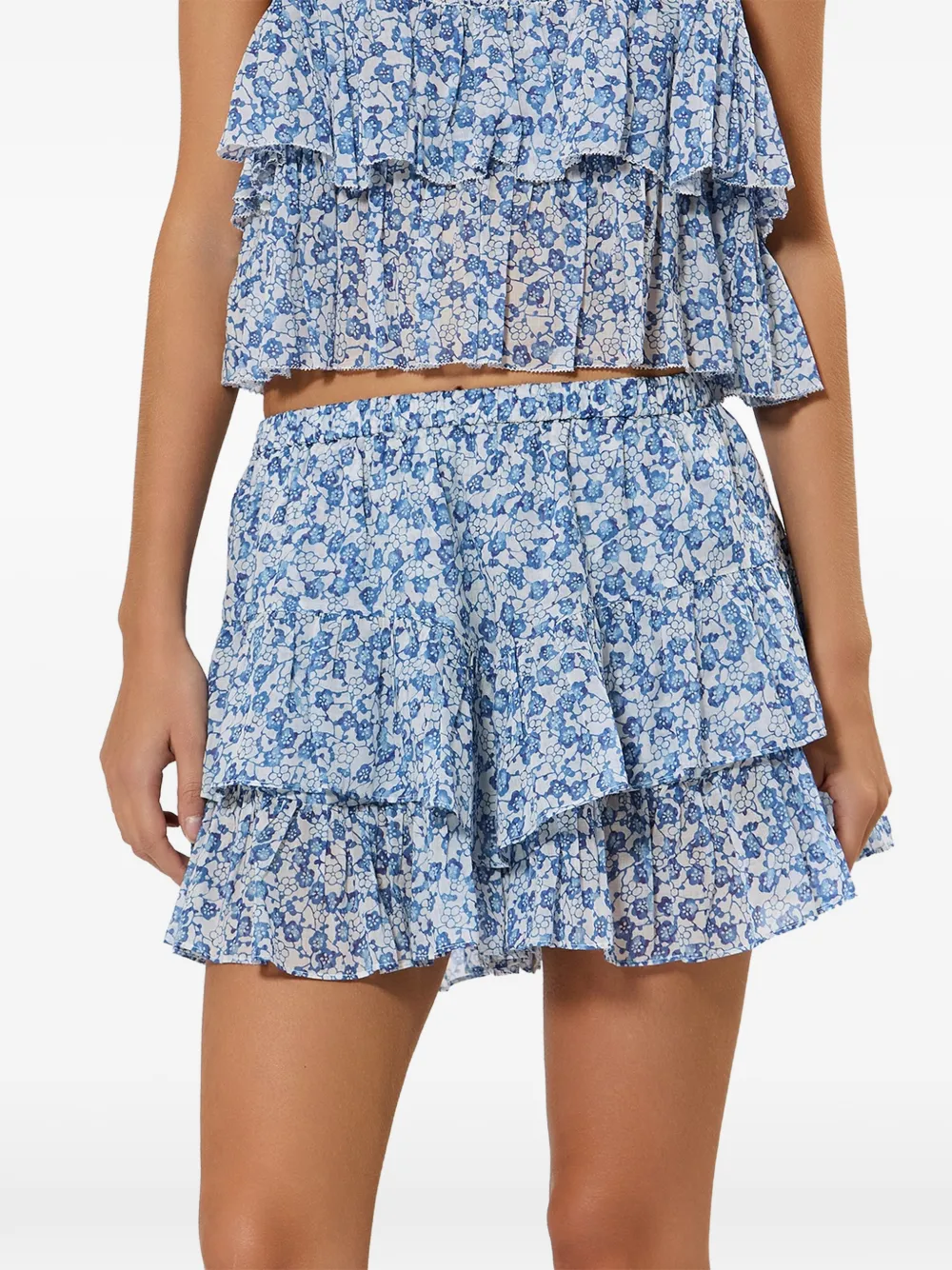  Marant étoile Jocadia Ruffled Floral-print Mini Shorts - Blue 