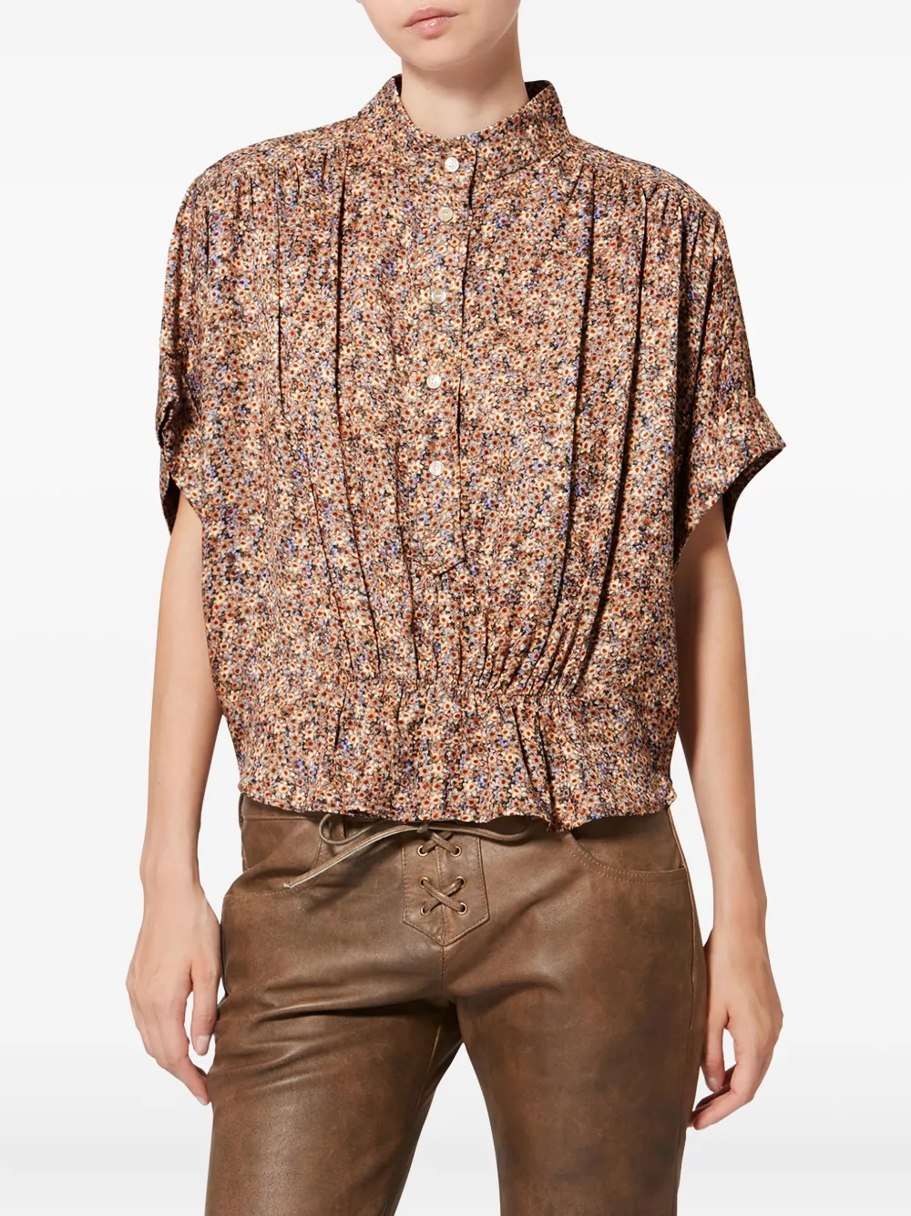 Isabel Marant Azalea Floral Button Top In Brown