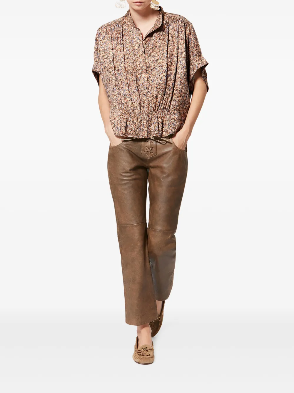 Isabel Marant Azalea Floral Button Top In Brown