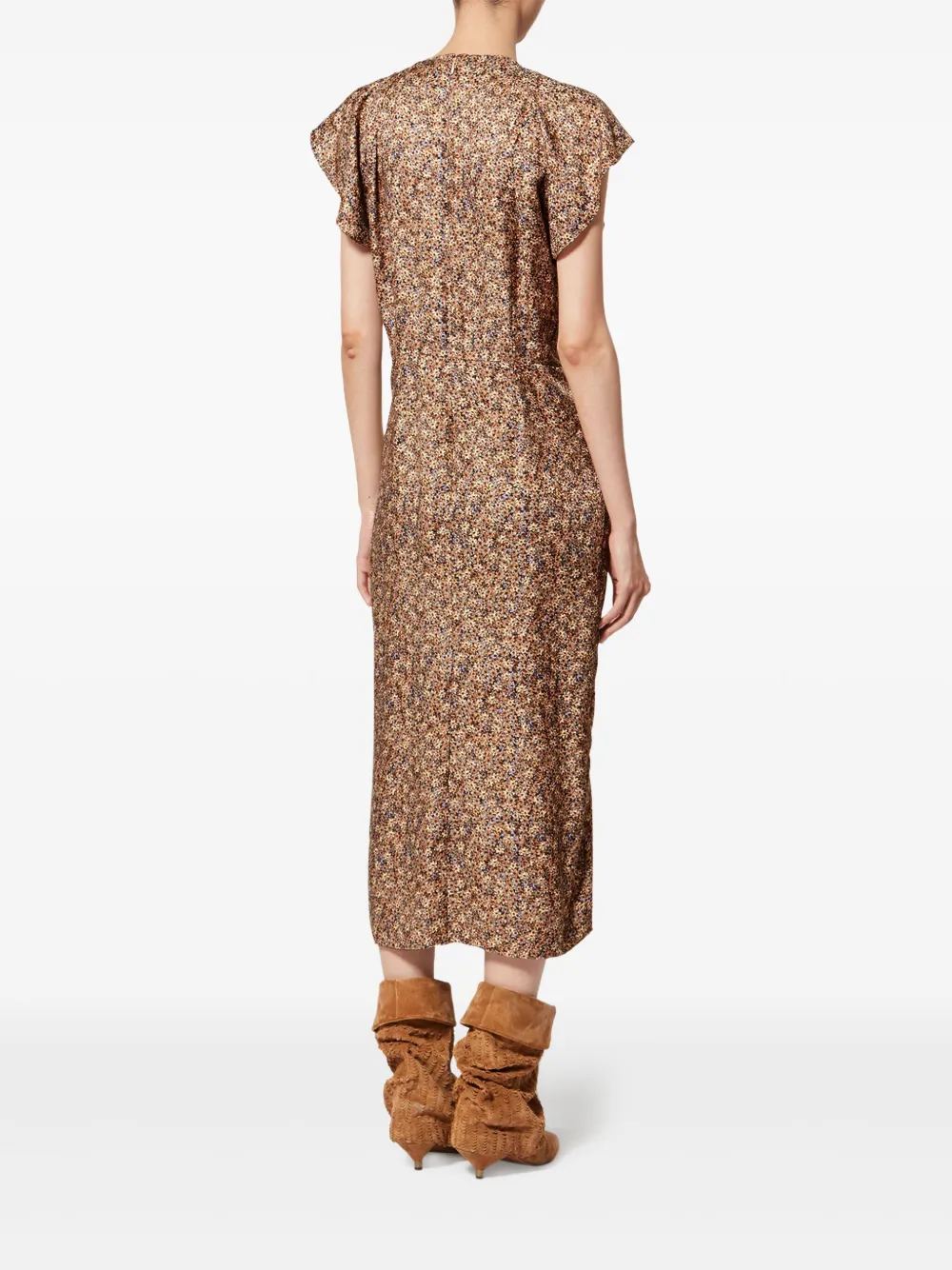 Isabel Marant Lyndsay Ruffled Midi Dress In Brown