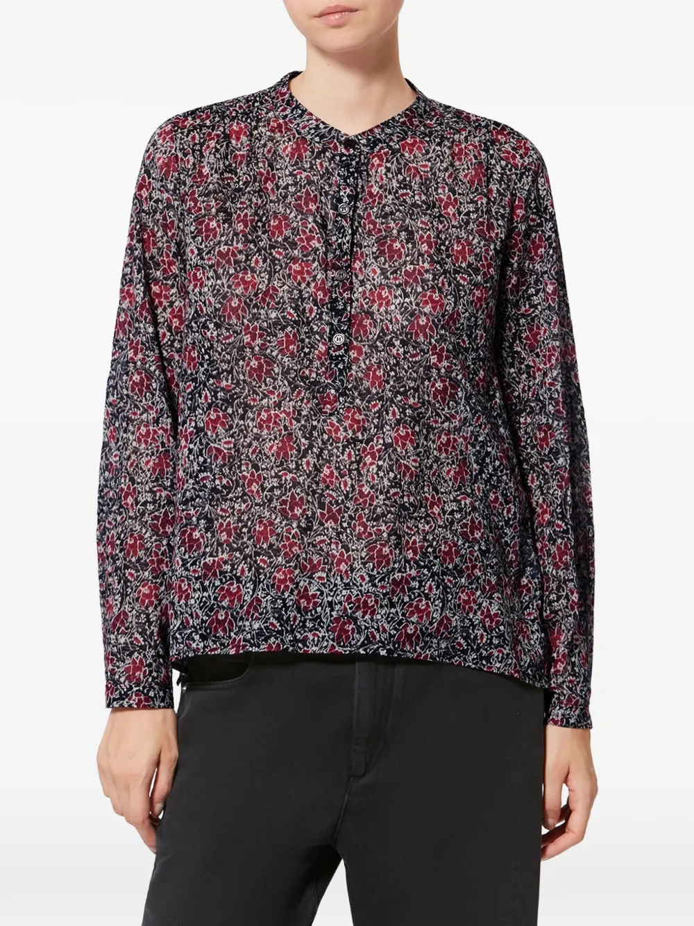 MARANT ÉTOILE Blusa Maria a fiori - Nero