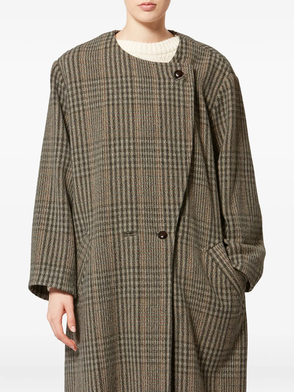 Isabel Marant Étoile Renee Checked Button Coat In Brown