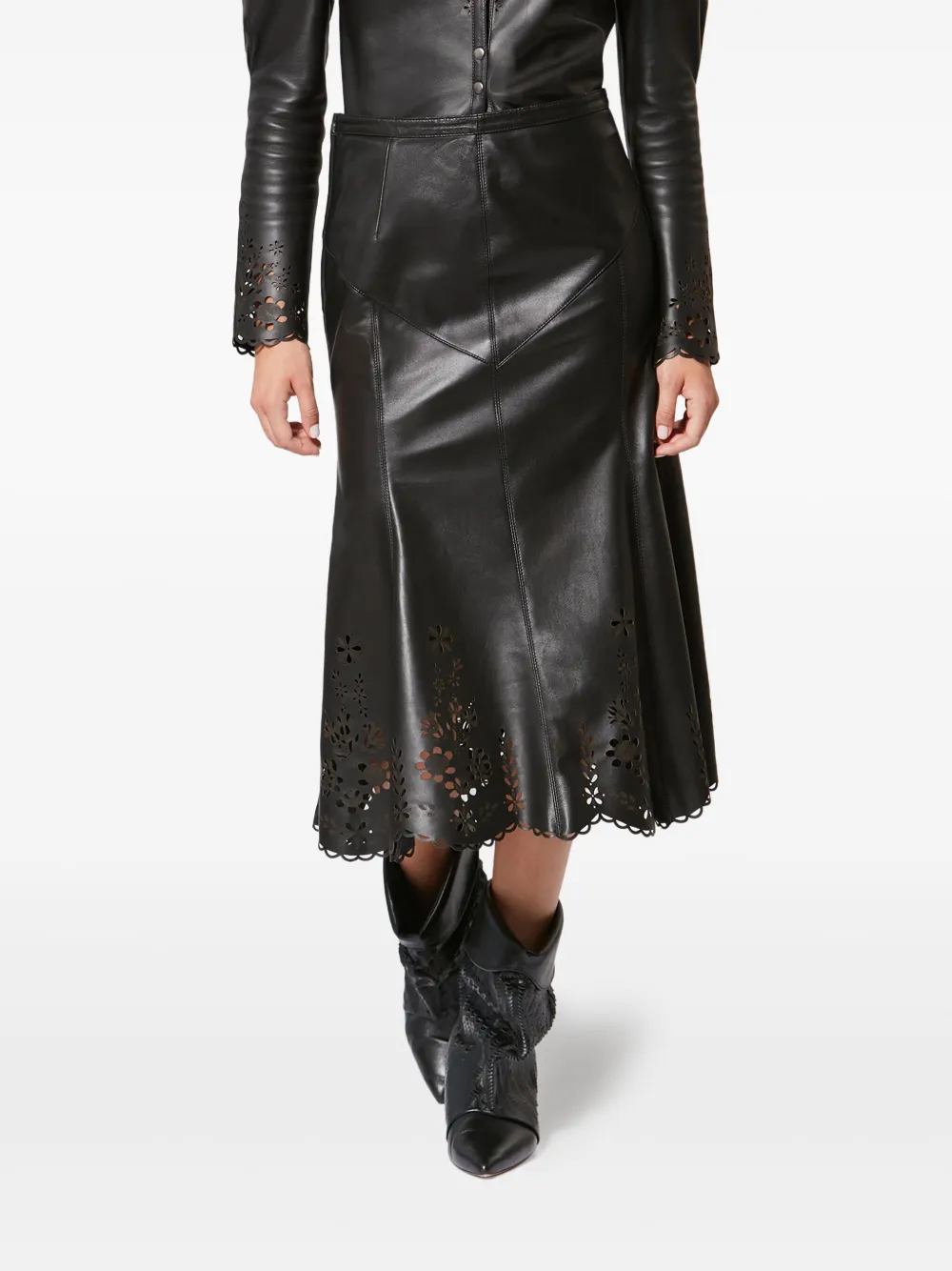  Isabel Marant Nisia Laser-cut Midi Skirt - Black 