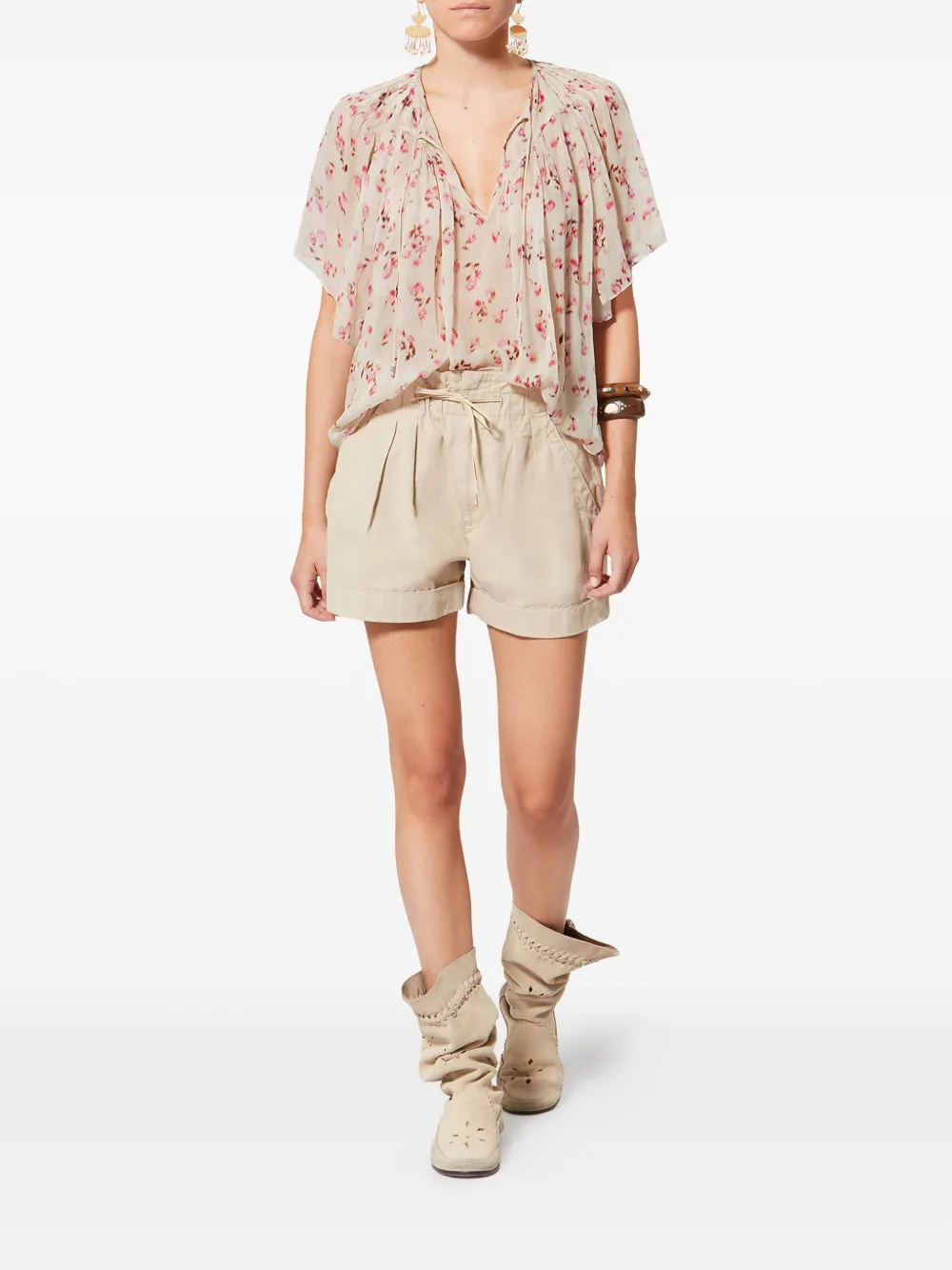 MARANT ÉTOILE Neslya blouse met bloemenpatroon - Beige
