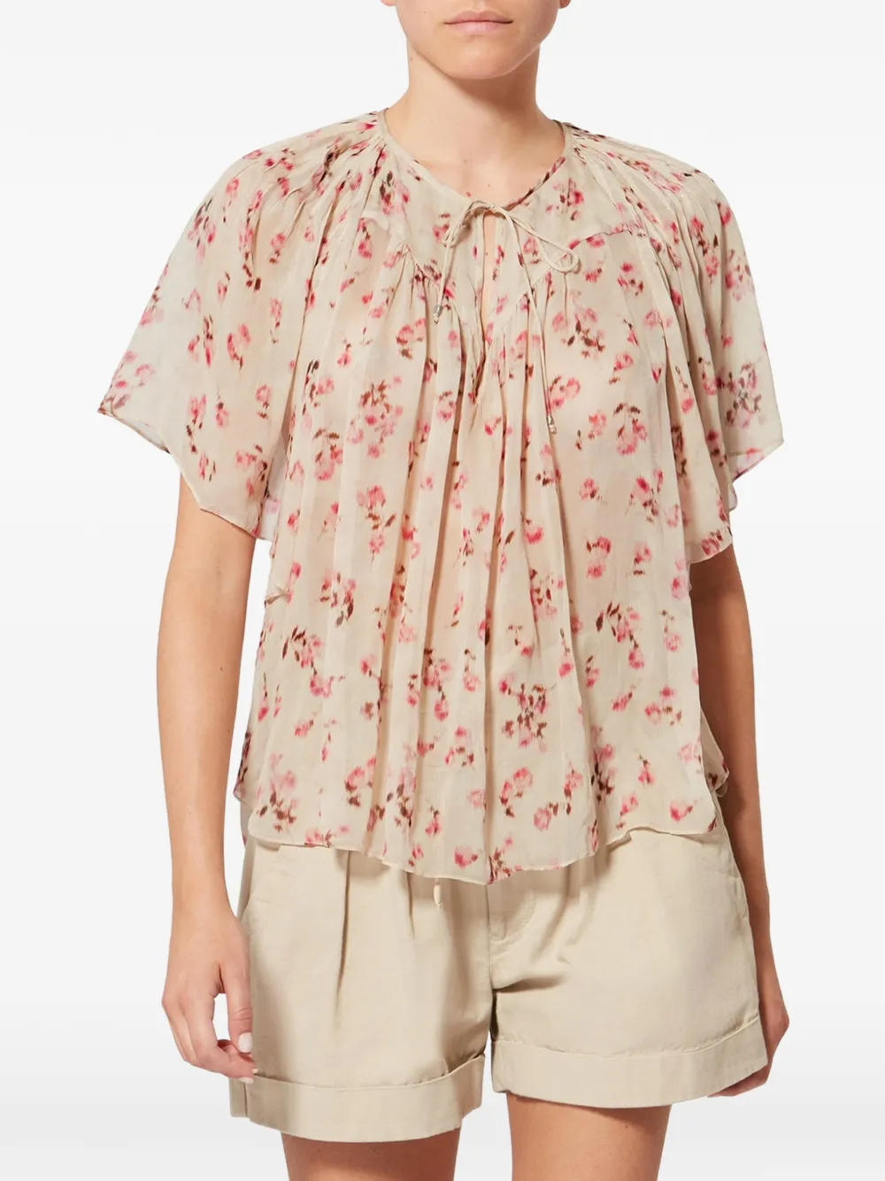 MARANT ÉTOILE Blusa Neslya a fiori - Toni neutri