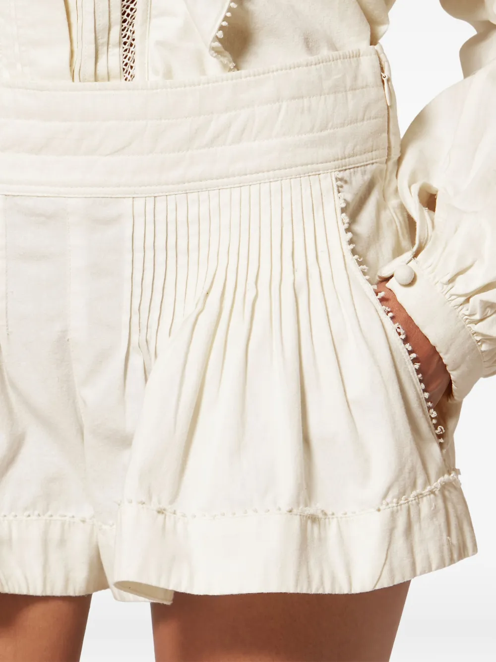 Isabel Marant Cybila Lace Pleated Shorts In Neutral