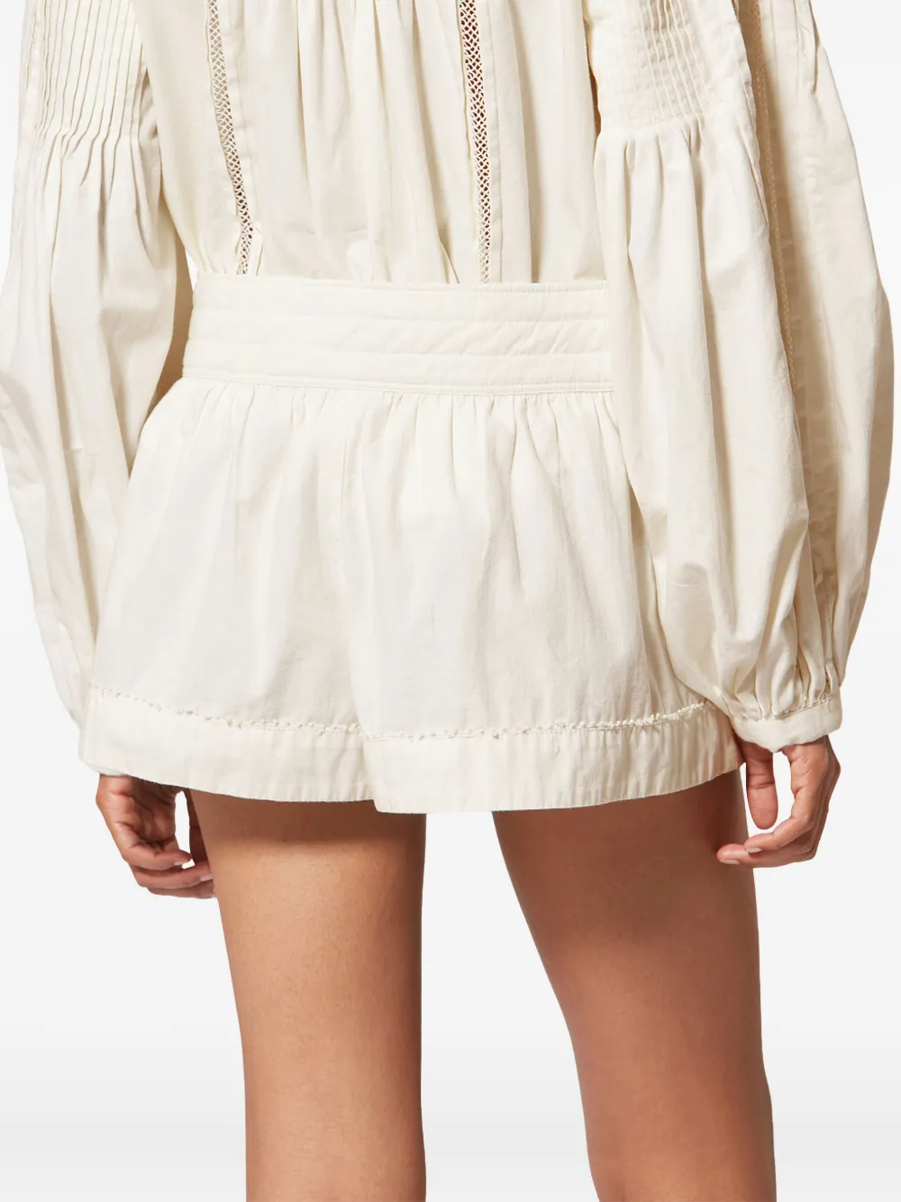 Isabel Marant Cybila Lace Pleated Shorts In Neutral