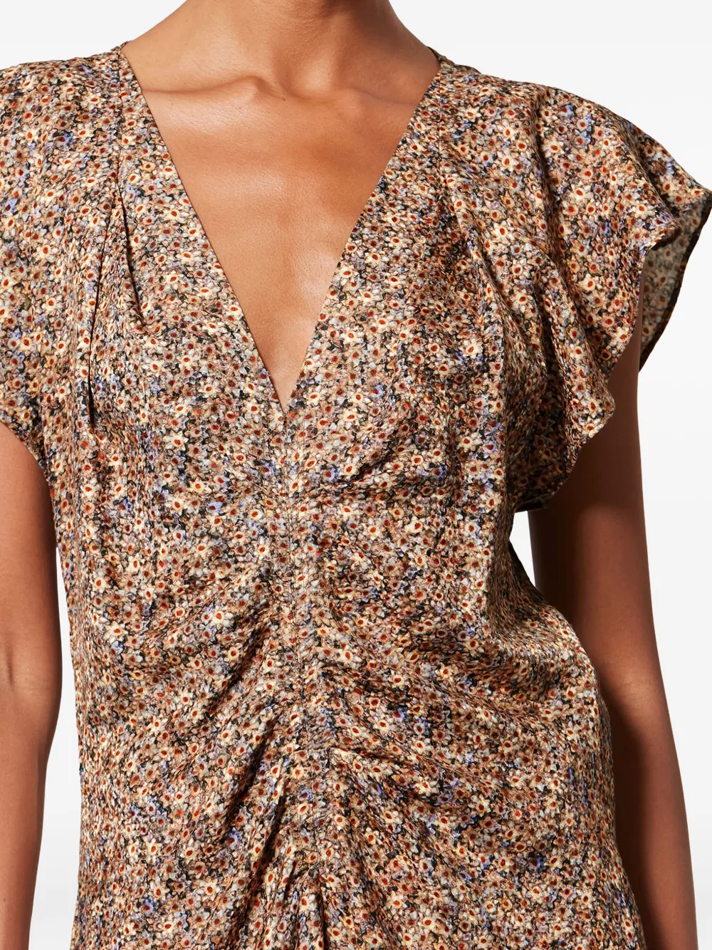 Isabel Marant Ruffled Lonea Top In Brown