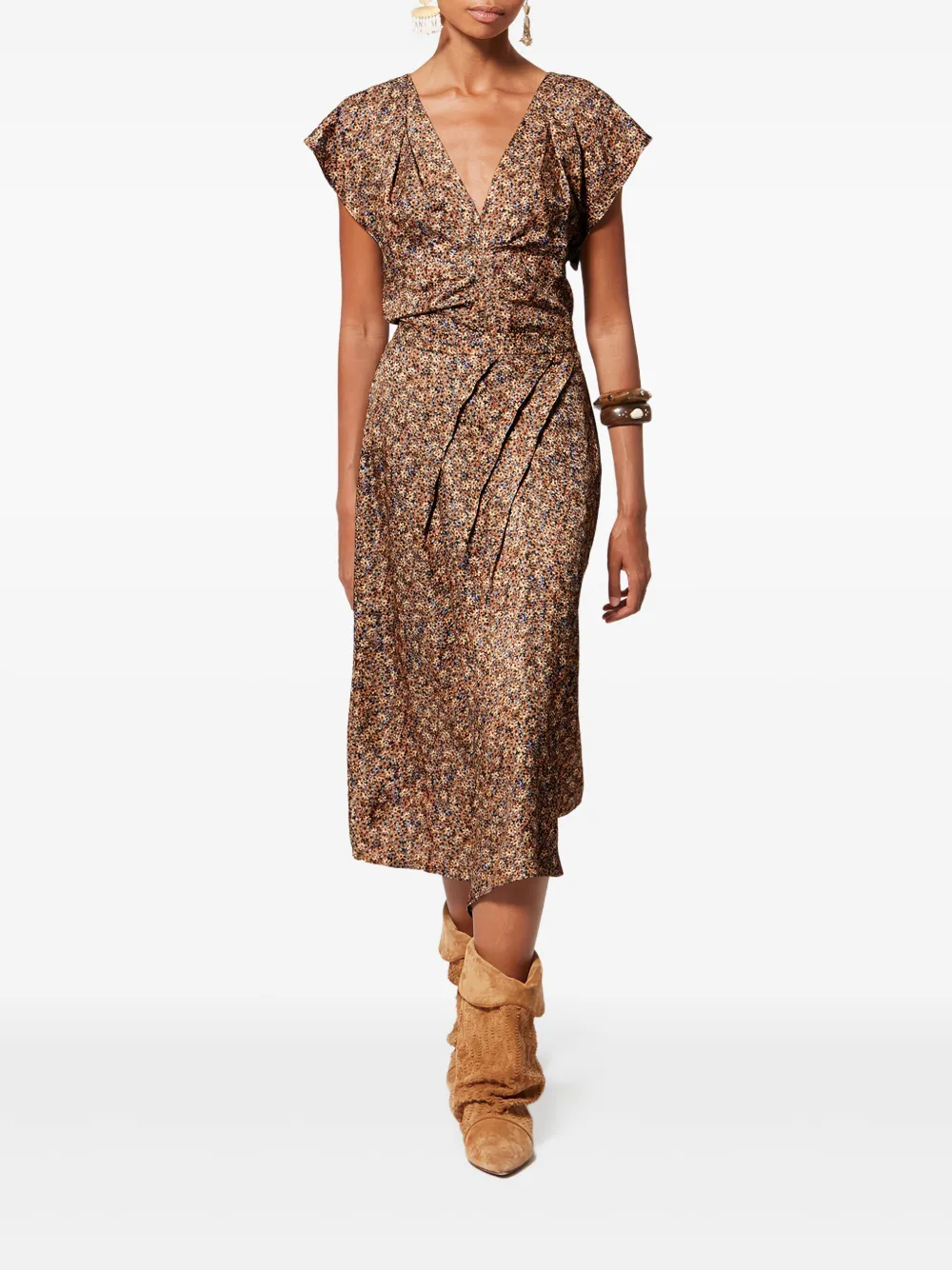 Isabel Marant Ruffled Lonea Top In Brown