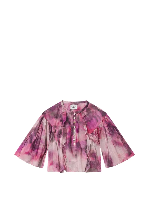 Marant Étoile Veelia Ruffled Buttoned Blouse in Pink