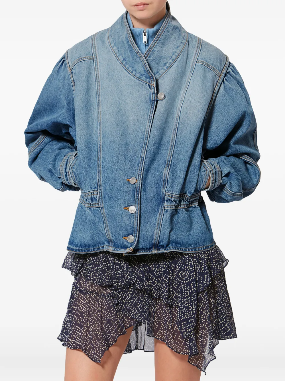 Isabel Marant Dolie Puffed-sleeve Jacket In Blue